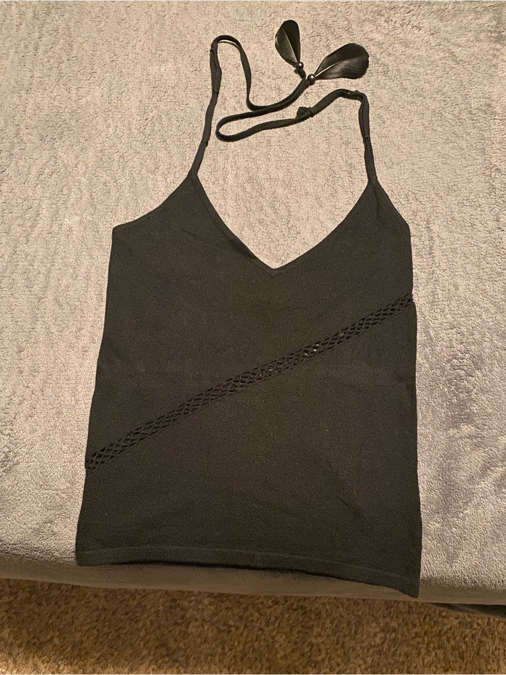 Guess collection knit halter top with feather accents